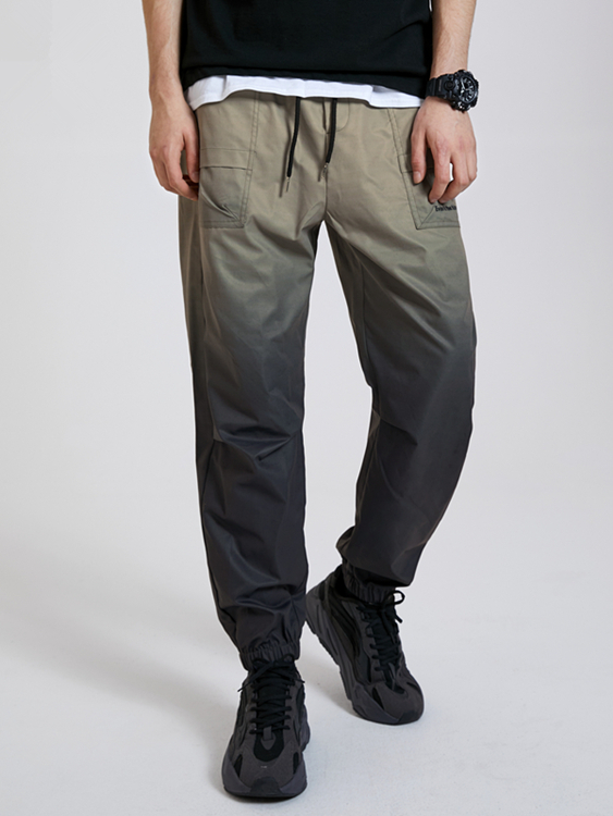 KOYYE Men Street Stylish Ombre Color Elastic Waist Casual Pants