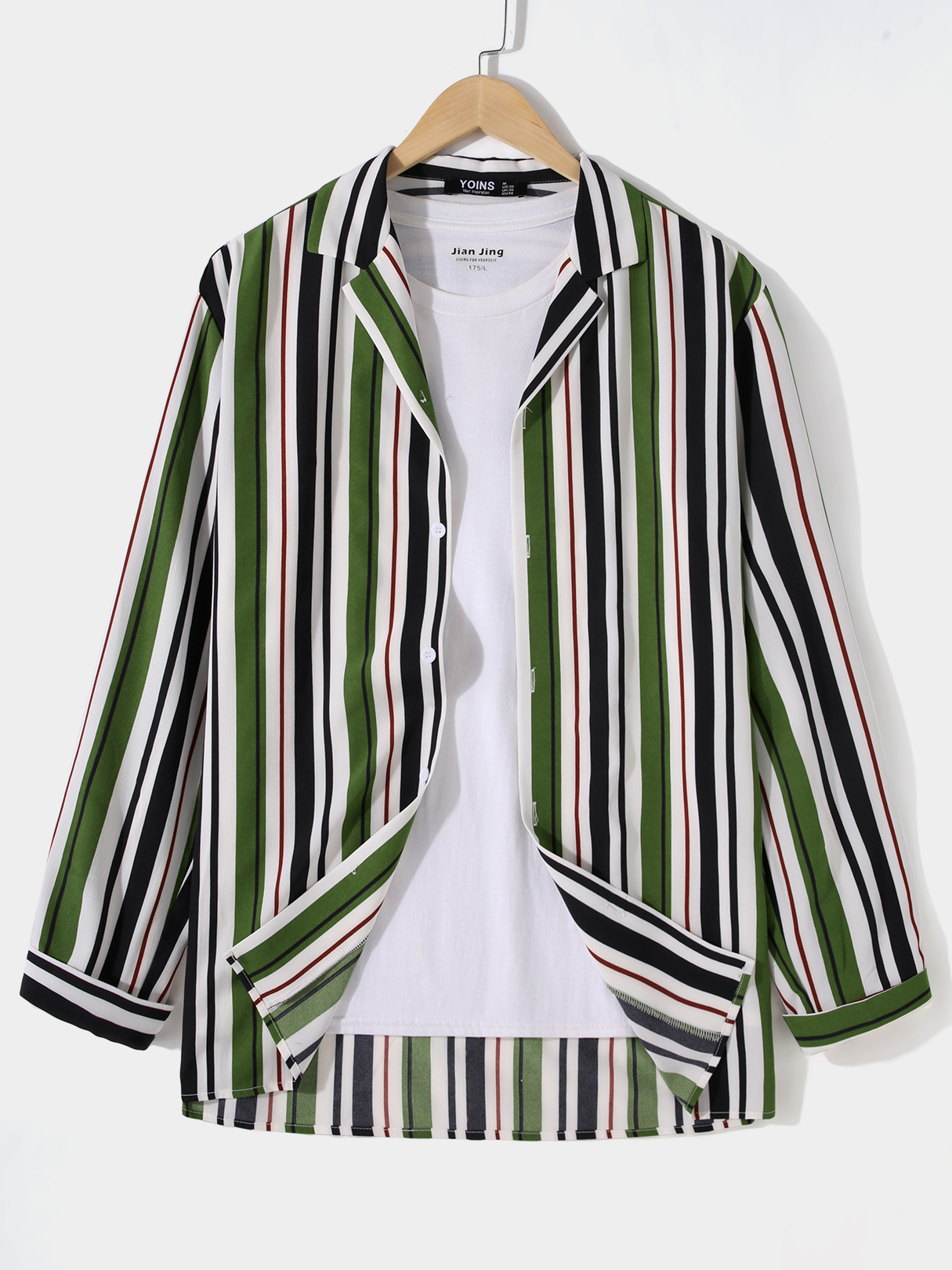 Men Multicolor Striped Print Button Design Shirt