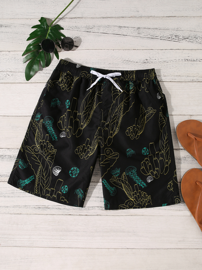 Men Holiday Jellyfish Print Beach Shorts Swimwear