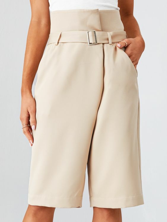 YOINS Khaki Belt design High Waisted Pants