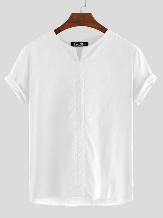 BASICS Men 100% Cotton Casual V-neck Plain Comfortable Shirt