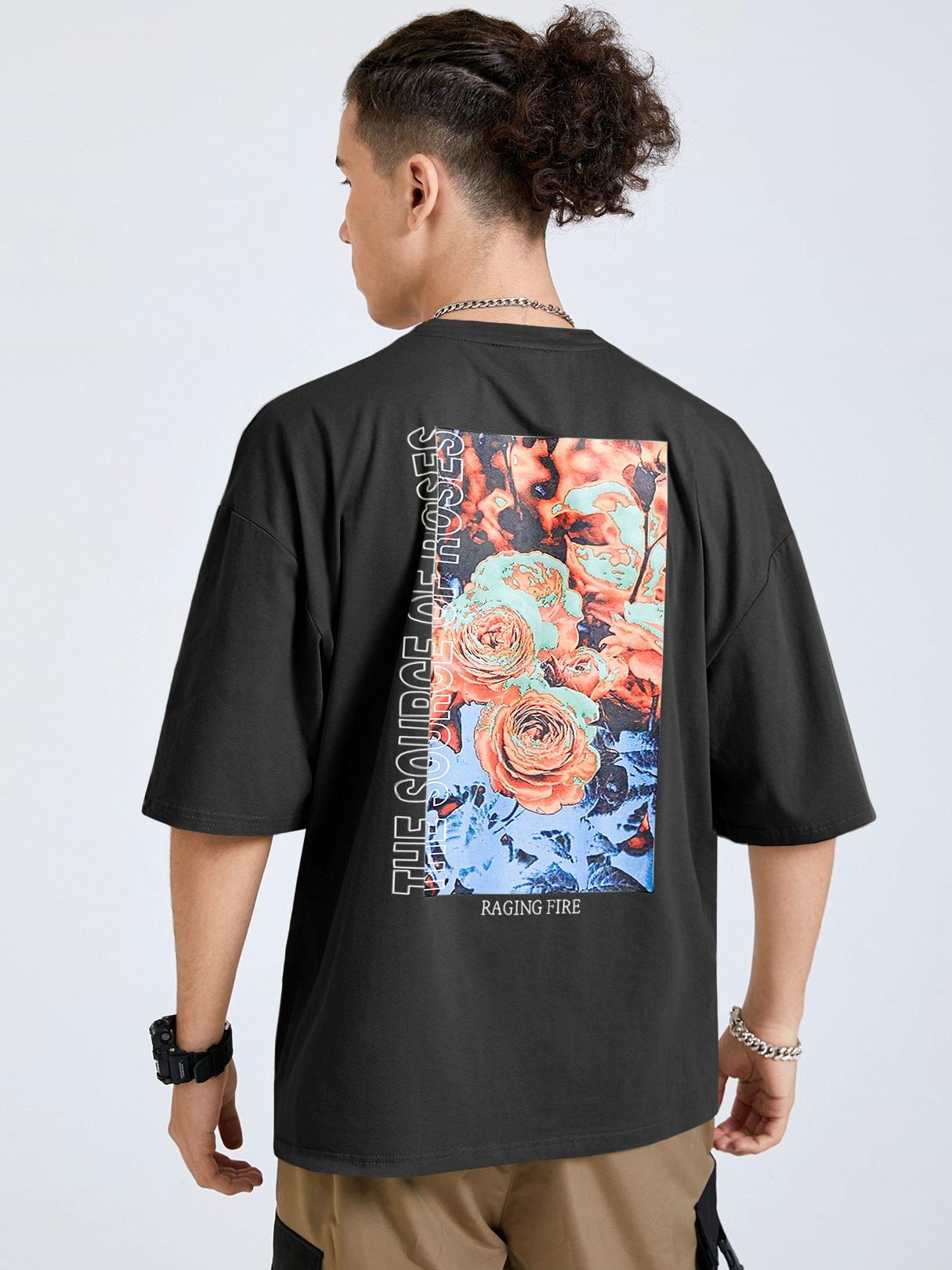Men Letter Rose Graphic T-Shirt