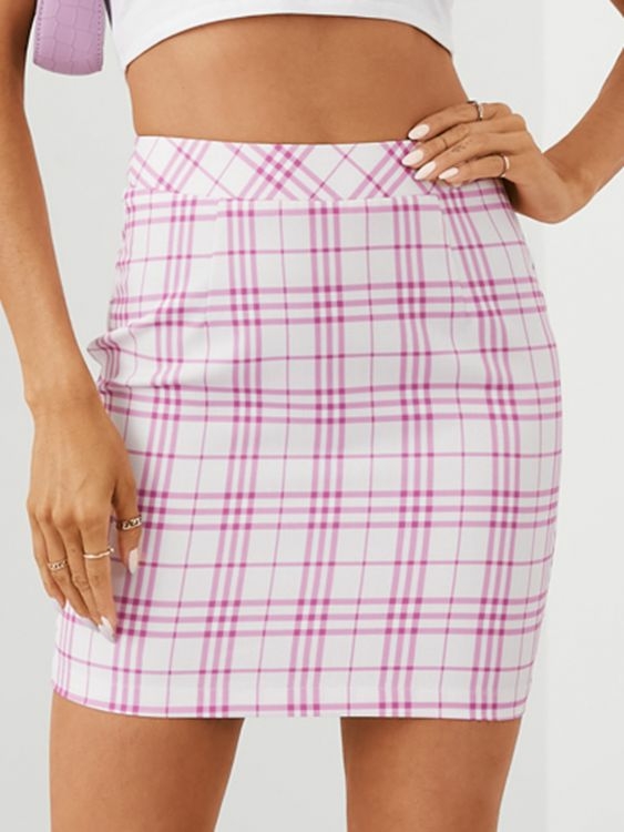 YOINS Casual Plaid Mini Skirt
