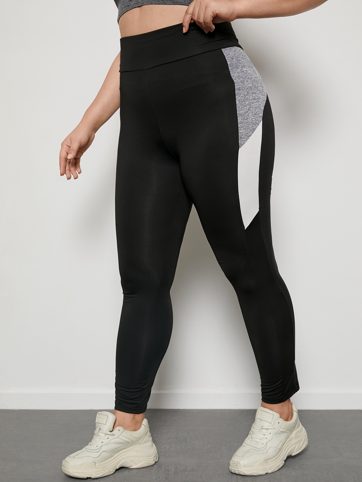 YOINS Plus Size Color Block Patchwork Design Leggings