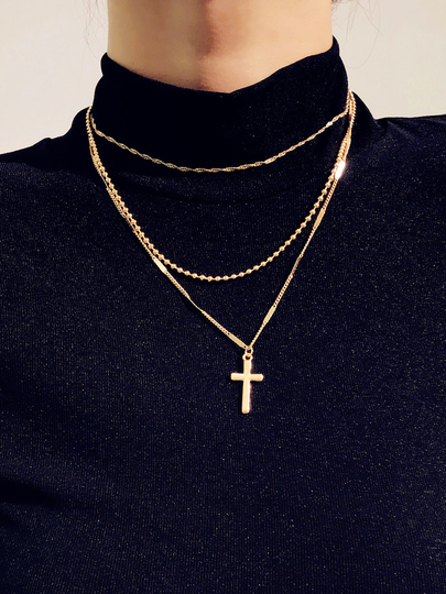 Cross Pendant Multi-layer Necklace