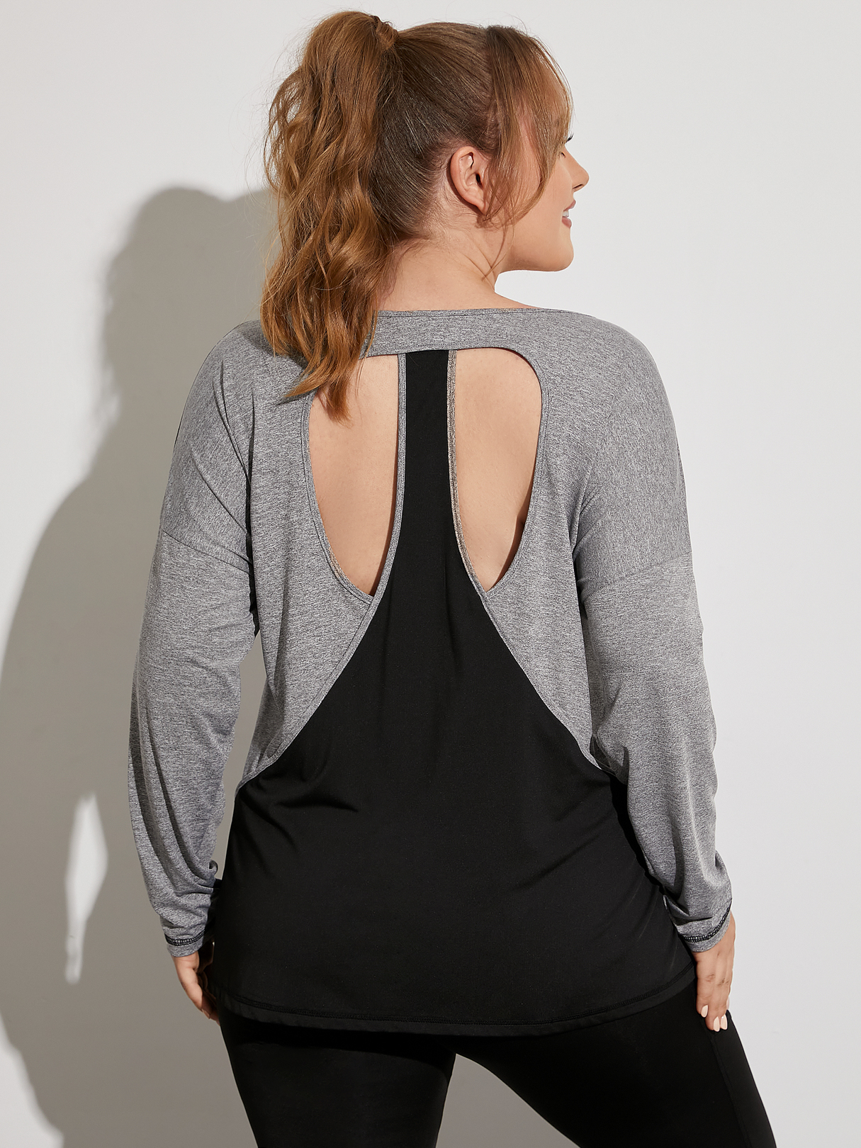 YOINS Plus Size Round Neck Backless Design Cut Out Long Sleeves Tee