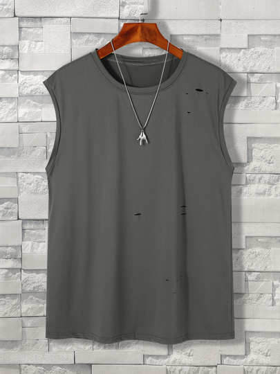 BASICS Men Casual Ripped Plain Tank