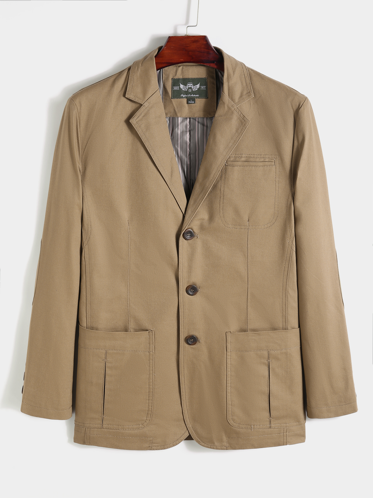KOYYE Men Lapel Collar Coat Plain Office Chic Blazer