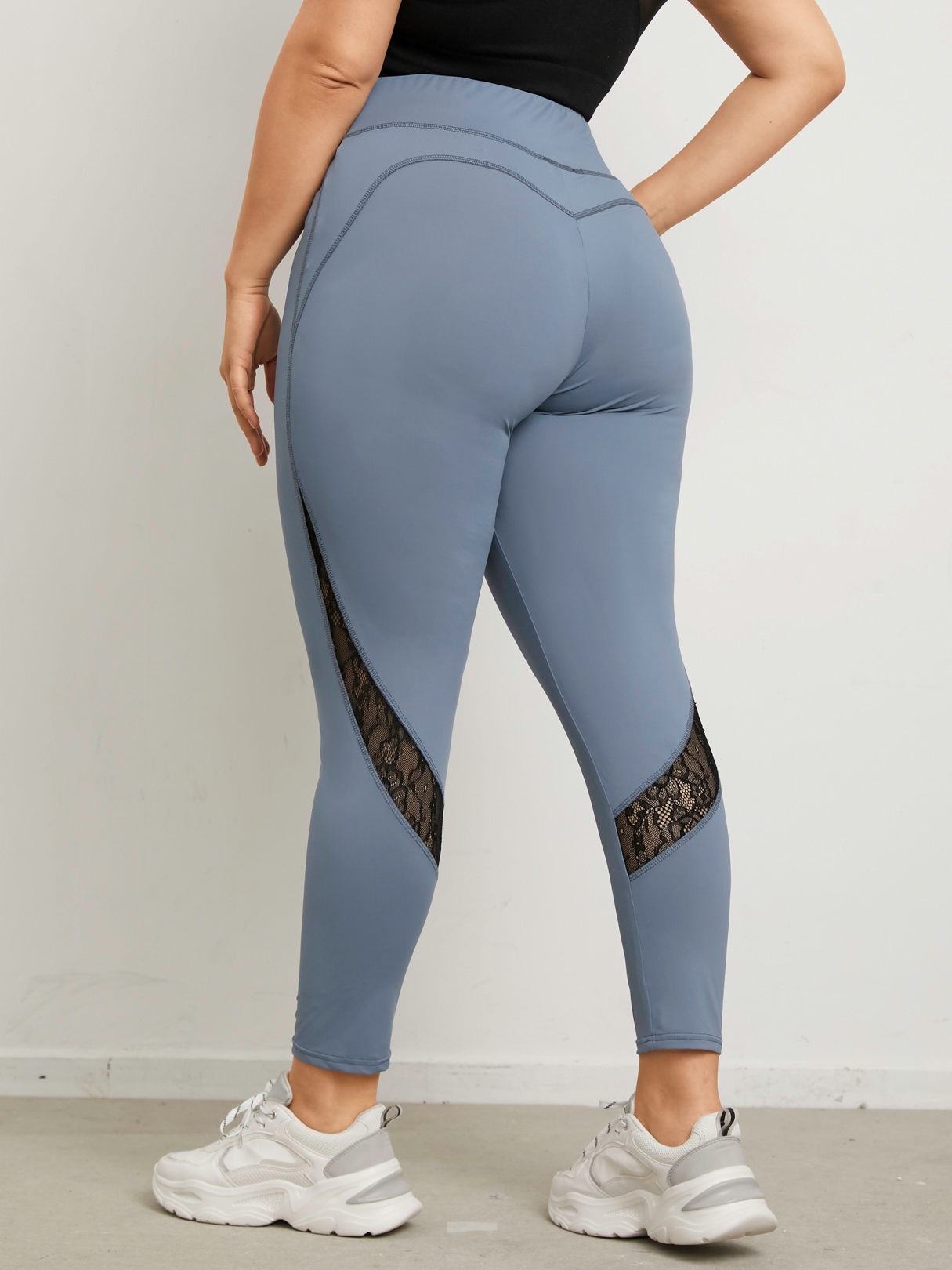 YOINS Plus Size Patchwork Lace Yoga Leggings
