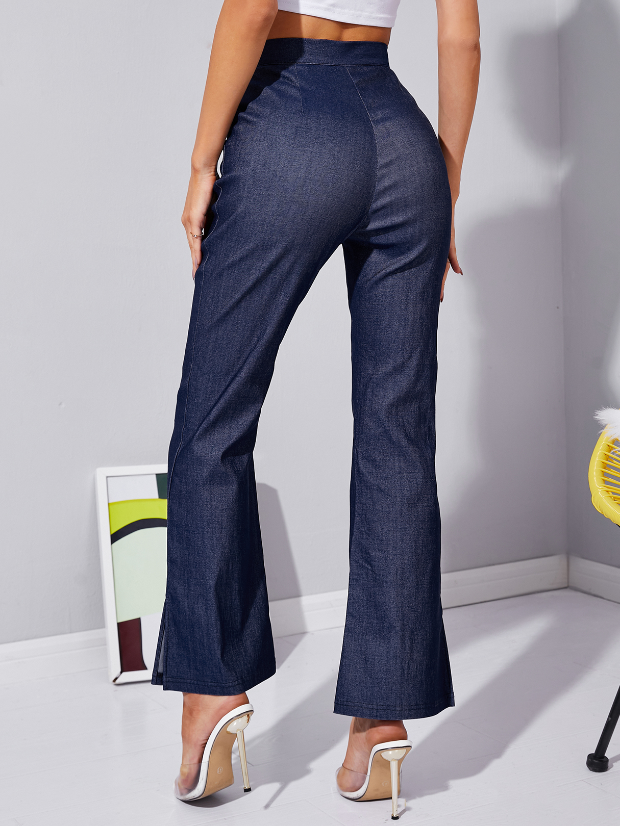 YOINS Flare Leg Slit Hem High Waist Pants